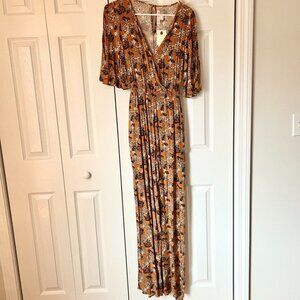 Floral Wide Leg Pant Jump Suit Small NWT